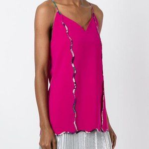 NWT Garnet Scalloped Crepe Camisole in Fuchsia
